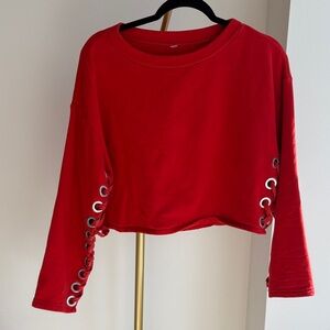 ALO Yoga Red Eyelet Sweatshirt